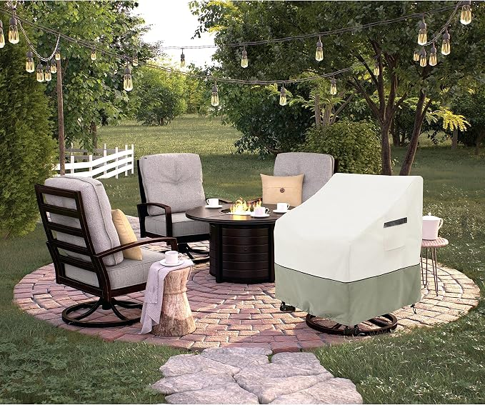 Outdoor Swivel Lounge Chair Cover 2 Pack,100% Waterproof Heavy Duty Outdoor Chair Covers,(33 W x 35 D x 38.5 H inches) Patio Furniture Cover for Swivel Patio Chair,White&Grayish Green - Image 8