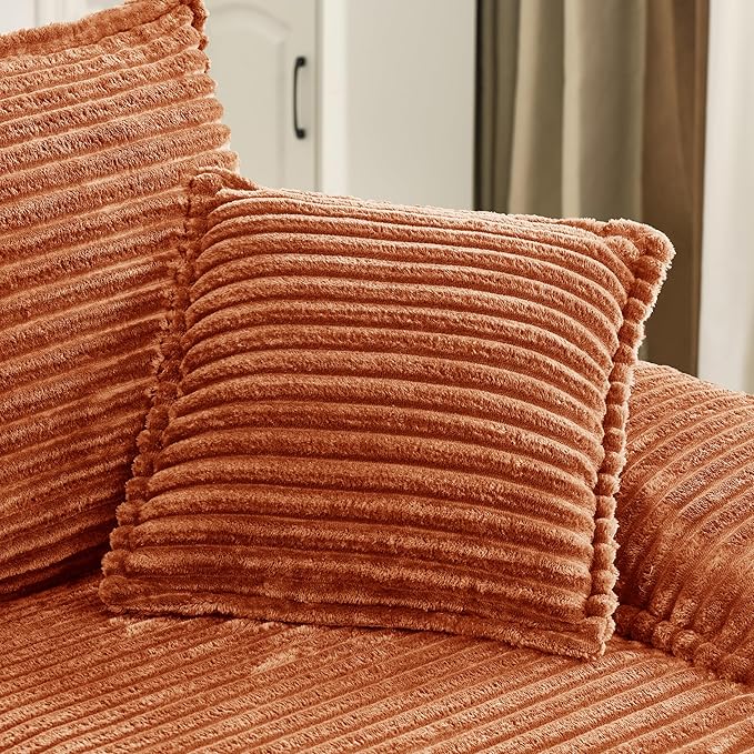 Comfy Boneless Cloud Sofa Chaise Oversized Fluffy Corduroy Upholstered Chaise Lounge for Living Room Bedroom, Modular Compressed Foam Cloud Daybed, Single Seat Sofa