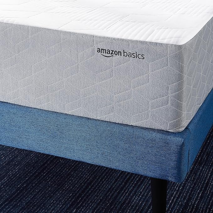 Amazon Basics Memory Foam Mattress, Medium-Firm, Cooling Gel, Breathable Support, Twin Size, CertiPUR-US Certified Foam, 75 x 39 x 10 inches, White/Gray