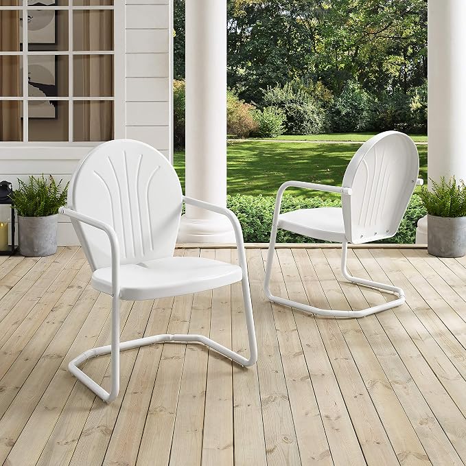 Crosley Furniture Griffith Outdoor Chair, Retro Metal Patio Chairs for Dining, Porch, Deck, Balcony, White - Image 11