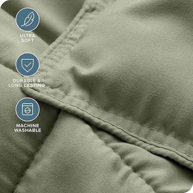 Bare Home Comforter Set - Twin/Twin Extra Long Size - Ultra-Soft - Goose Down Alternative - Premium 1800 Series - All Season Warmth (Twin/Twin XL, Sage)