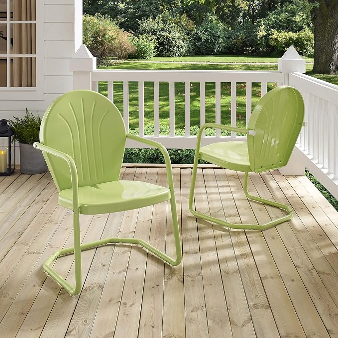 Crosley Furniture Griffith Outdoor Chair, Retro Metal Patio Chairs for Dining, Porch, Deck, Balcony, Key Lime - Image 21