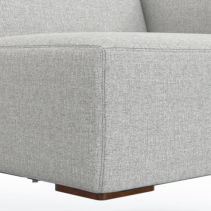 SIMPLIHOME Rex Right-Arm Sofa Module in 100% Recycled Polyester Tightly Woven Performance Fabric, Pale Grey, 44-inches Wide, Handcrafted Modern-Style Right-Arm Accent Chair for Living Room