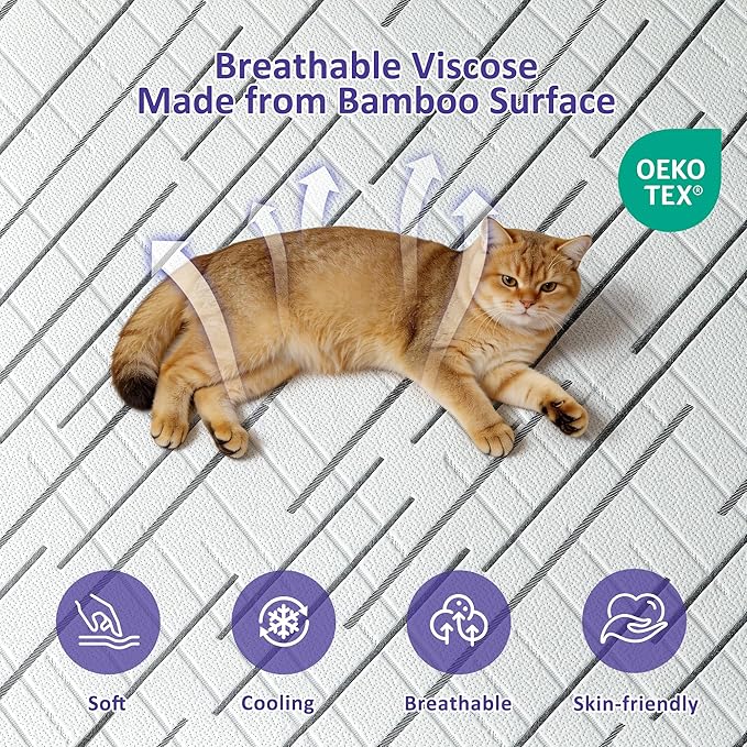 3 Inch Gel Memory Foam Mattress Topper Twin Size with Removable & Washable Viscose Made from Bamboo Cooling Breathable Cover, Soft Bed Topper for Back Pain, CertiPUR-US Certified