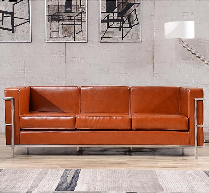 Flash Furniture HERCULES Regal Series Contemporary Cognac LeatherSoft Sofa with Encasing Frame