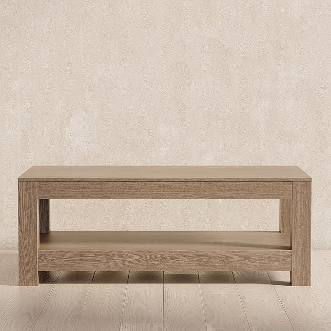 Maven Lane Paulo Coffee Table – 18 Inch Rectange Table with Storage – Grey Solid Wood – Ideal for Living Room and Lounge