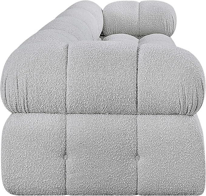 Meridian Furniture 611Grey-S136A Ames Collection Modern | Contemporary Modular Sofa with Rich Grey Boucle Fabric, Modular to Create Infinite Configurations, 136" W x 34" D x 28" H, Grey