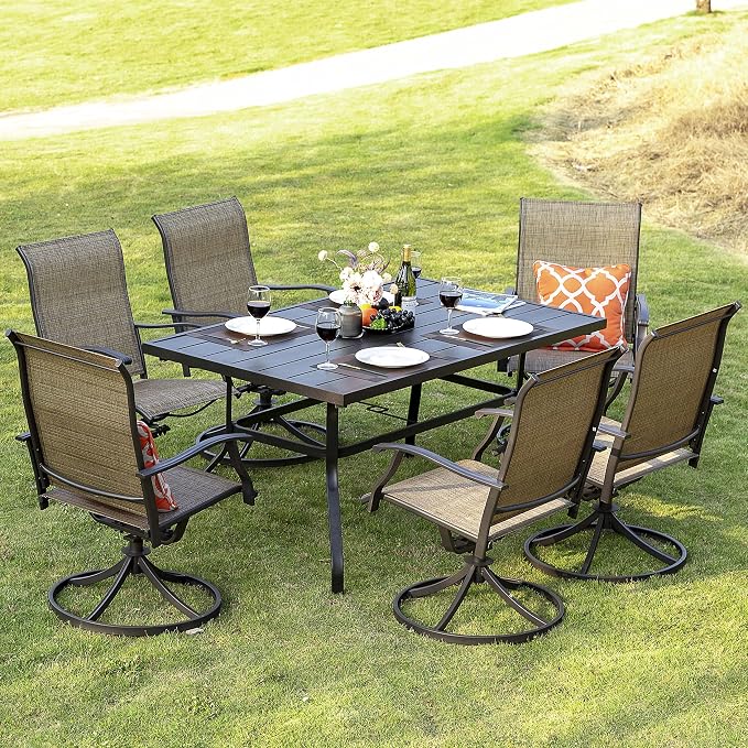 NUU GARDEN Patio Dining Chairs Set of 4, Swivel Patio Sling Chairs Set of 2 All-Weather Textilene Outdoor Chairs with Iron Frame for Outdoor Lawn Garden Backyard, Brown - Image 2