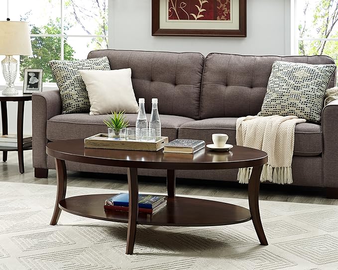Roundhill Furniture EP Oval Coffee End Tables Set