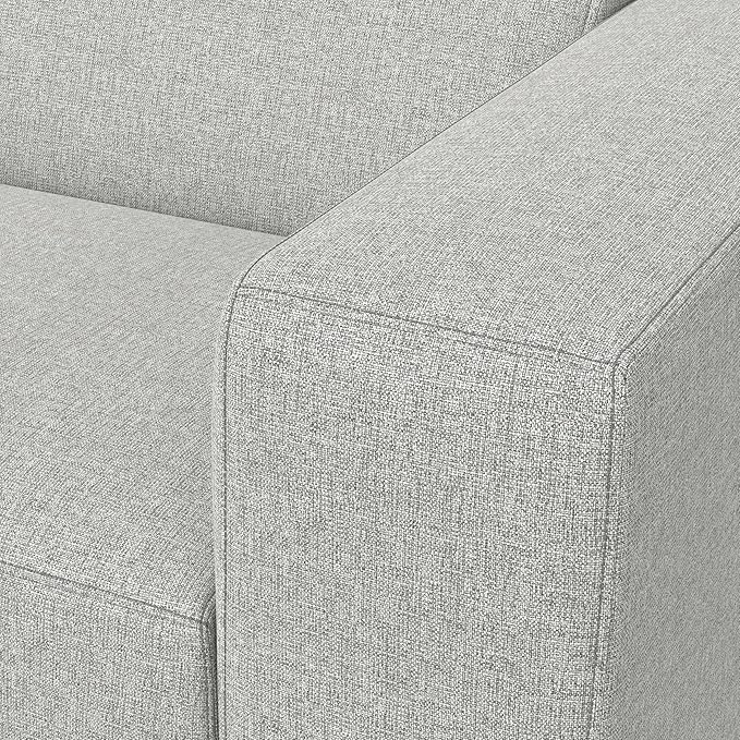 SIMPLIHOME Rex Right-Arm Sofa Module in 100% Recycled Polyester Tightly Woven Performance Fabric, Pale Grey, 44-inches Wide, Handcrafted Modern-Style Right-Arm Accent Chair for Living Room