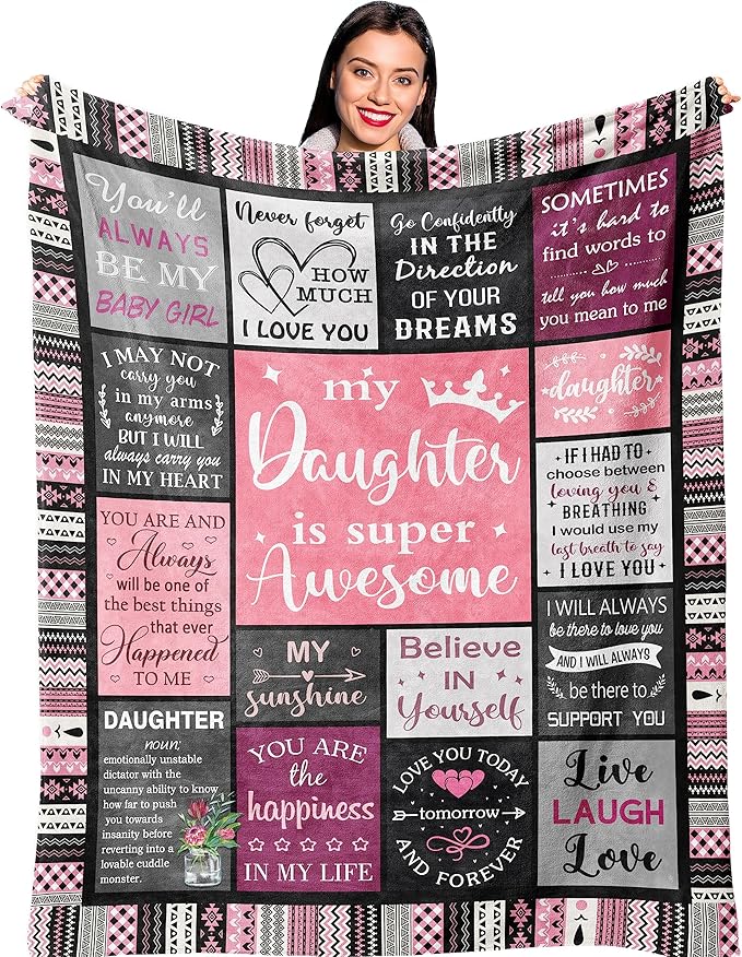 Ruvinzo Daughter Gifts from Mom Dad, Birthday Gift for Daughter, Daughters Birthday Gifts Idea, Daughters Blanket 80” x 60”