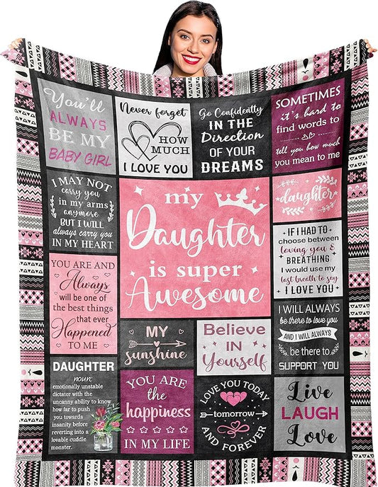 Ruvinzo Daughter Gifts from Mom Dad, Birthday Gift for Daughter, Daughters Birthday Gifts Idea, Daughters Blanket 80” x 60”