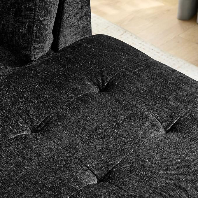 ERYE 102-Inch L-Shaped Corner Sectional Sofa Chenille Upholstered Tufted Corner Sofa Couch with Storage Ottoman and Nailhead Decor,Modern L-Shaped Convertible Couches