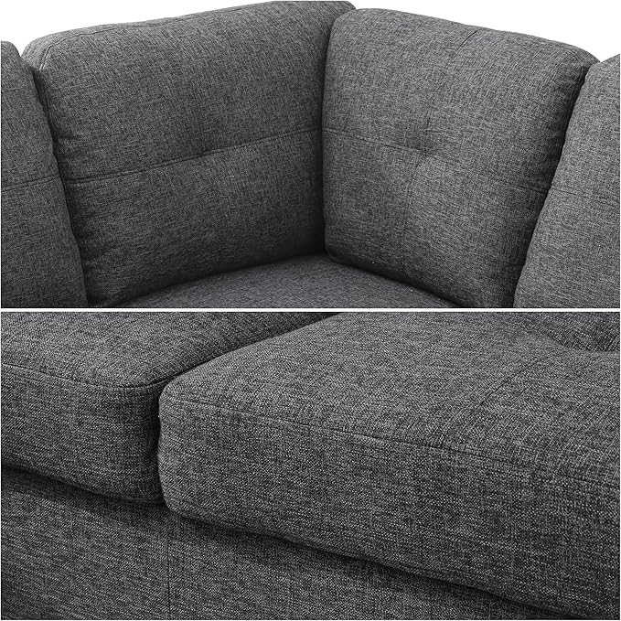 Sectional Couches for Living Room Furniture Sets, 4 Seat U Shaped Sectional Couch with Storage, Adjustable Couch with Armrests and Ottoman for Apartment, Grey