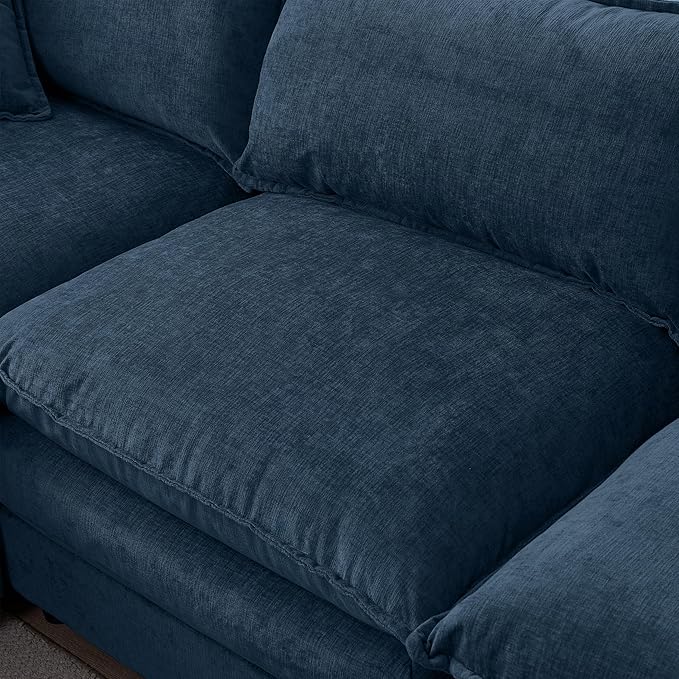 105" Oversized Modular Cloud Sectional Sofa Free Convertible L-Shaped Corner Sectional with Movable Ottoman, Chenille Upholstered Multiple Cushions Cloud Sofa Couches | Easy to Assemble