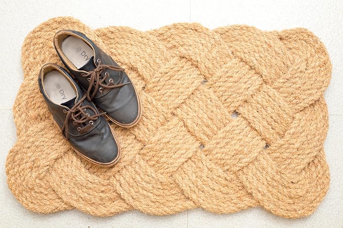 IRONGATE - Natural Jute Rope Woven Doormat - Set of 2-18x30-100% All Natural Fibers Nautical Mat - Classic Interwoven Rope Design Entryway Doormat - Image 4