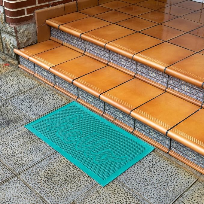 Fisura- Doormat Outdoor Entrance, Outdoor mats for Front Door, Welcome mat. Made of Coconut Fiber with Non-Slip PVC Base, Doormat Hand-Painted, 27,5 inch x 15,7 inch. (Hello, Green) - Image 3