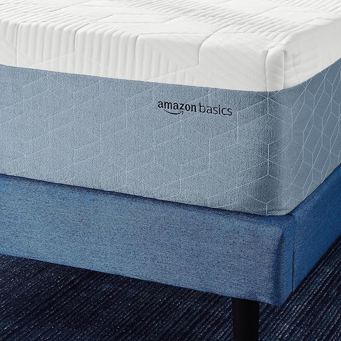 Amazon Basics Cooling Gel Memory Foam Mattress, Medium-Firm, CertiPUR-US Certified, Twin Size, 75 x 39 x 12 inches, White/Gray