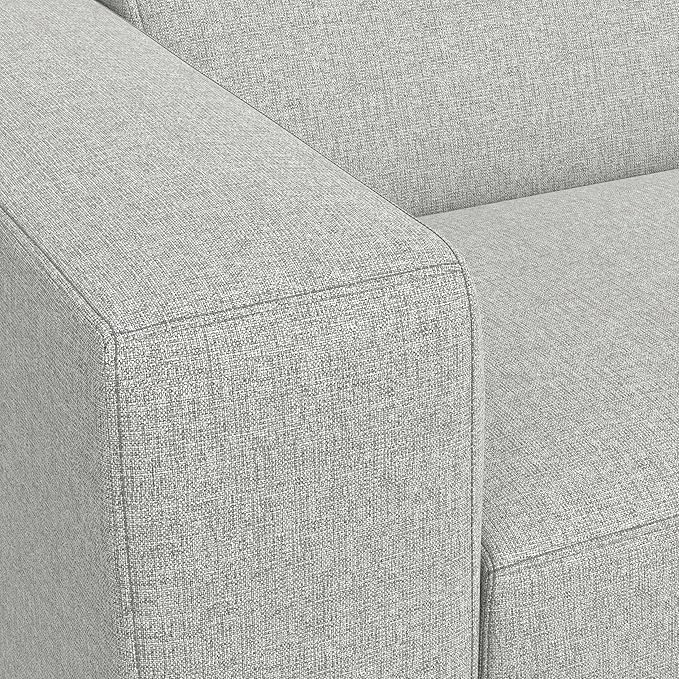SIMPLIHOME Rex Left-Arm Sofa Module in 100% Recycled Polyester Tightly Woven Performance Fabric, Pale Grey, 44-inches Wide, Handcrafted Modern-Style Left-Arm Accent Chair for Living Room