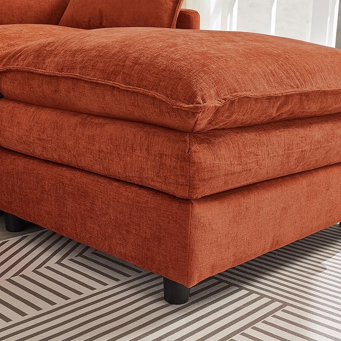 105" Oversized Modular Cloud Sectional Sofa Free Convertible L-Shaped Corner Sectional with Movable Ottoman, Chenille Upholstered Multiple Cushions Cloud Sofa Couches | Easy to Assemble