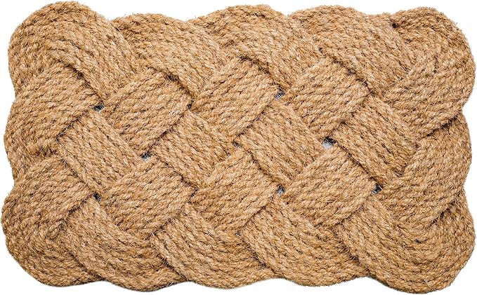 IRONGATE Rope Woven Doormat - One Pack Nautical Mat - 100% All Natural Coir Fibers - Classic Interwoven Rope Design - Handmade Dirt Trapping Entryway Door Mat - Natural - 18x30 by COTTONCRAFT