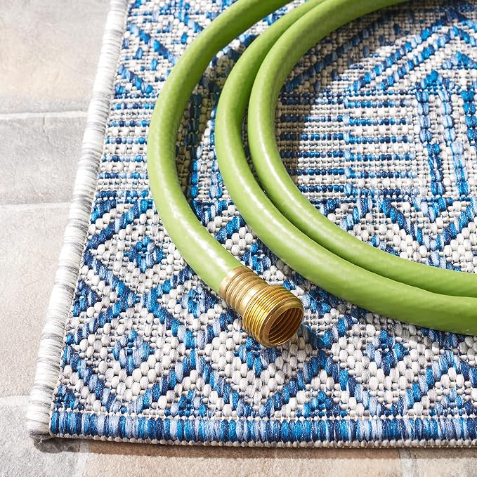 SAFAVIEH Courtyard Collection 2'3" x 14' Grey/Blue CY8235 Indoor/ Outside Waterproof Easy cleansingPatio Backyard Mudroom Runner Mat - Image 5