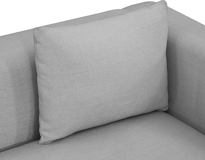 Meridian Furniture 642Grey-S Alfie Collection Modern | Contemporary Sofa with Rich Grey Linen Textured Fabric, Black Finish Solid Wood Base, 90.5" W x 36" D x 28.5" H, Grey
