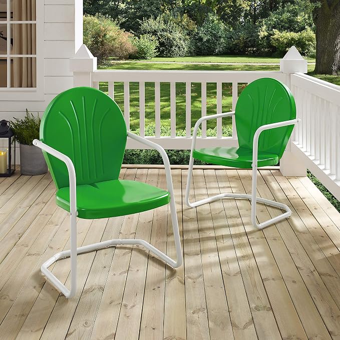 Crosley Furniture Griffith Outdoor Chair, Retro Metal Patio Chairs for Dining, Porch, Deck, Balcony, Grasshopper Green - Image 8