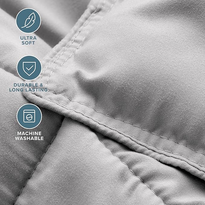 Bare Home Comforter Set - Full Size - Ultra-Soft - Goose Down Alternative - Premium 1800 Series - All Season Warmth (Full, Light Grey)