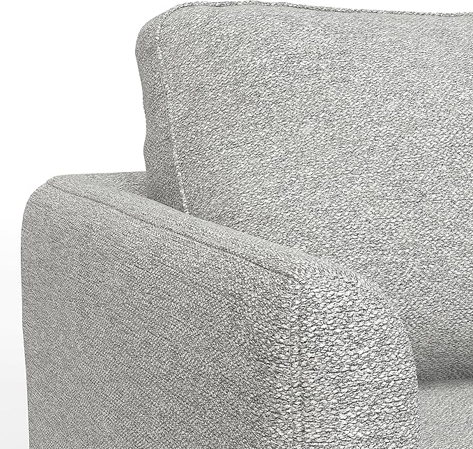 SIMPLIHOME Livingston 90-inch Wide Sofa in Mist Grey Woven-Blend Fabric, Handcrafted Mid-Century Modern Oversized 3-Seater Couch Sofa for Living Room or Family Room, Solid Wood Frame