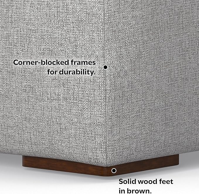 SIMPLIHOME Rex Corner Sofa Module in 100% Recycled Polyester Tightly Woven Performance Fabric, Pale Grey, 38-inches Wide, Handcrafted Modern-Style Corner Accent Chair for Living Room