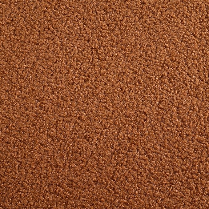 Christopher Knight Home Yadil Teddy Fleece Upholstered 3 Seater Sofa Couch, Wooden Home Sofa Living Room, Comfy Cloud Couch for Bedroom, Home Office, Orange