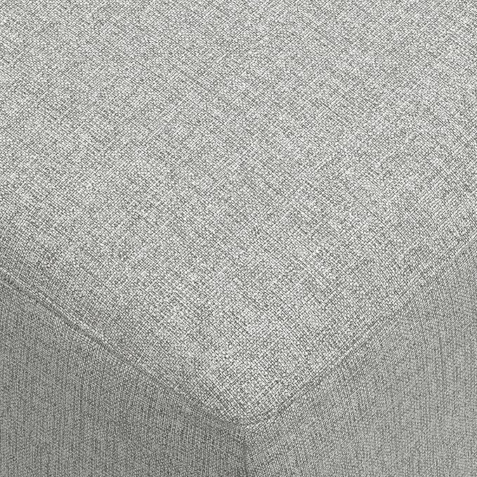 SIMPLIHOME Rex Ottoman - 34 inch Wide Upholstered Performance Fabric Square Ottoman in Pale Grey, Modern Bench for Living Room or Bedroom with High-Density Cushion, Assembled