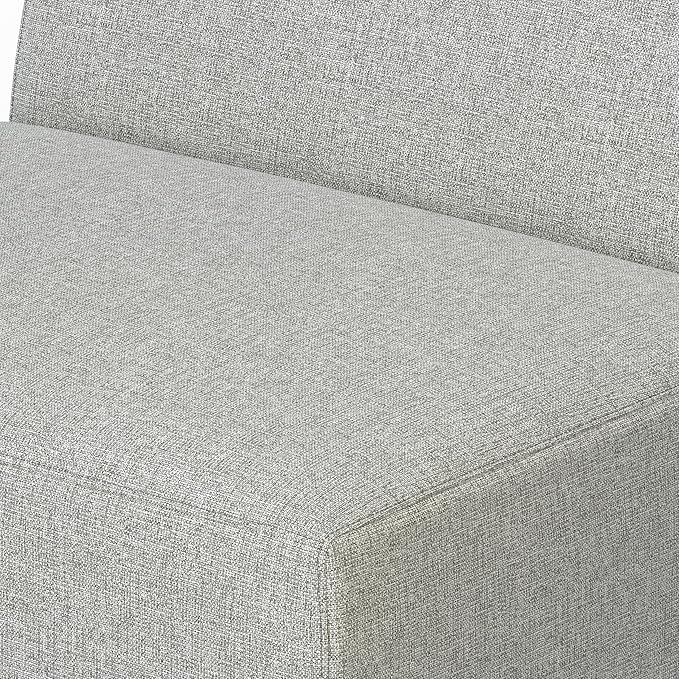 SIMPLIHOME Rex Center Sofa Module in 100% Recycled Polyester Tightly Woven Performance Fabric, Pale Grey, 34-inches Wide, Handcrafted Modern-Style Armless Sofa or Armless Chair for Living Room