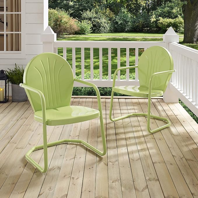 Crosley Furniture Griffith Outdoor Chair, Retro Metal Patio Chairs for Dining, Porch, Deck, Balcony, Key Lime - Image 10
