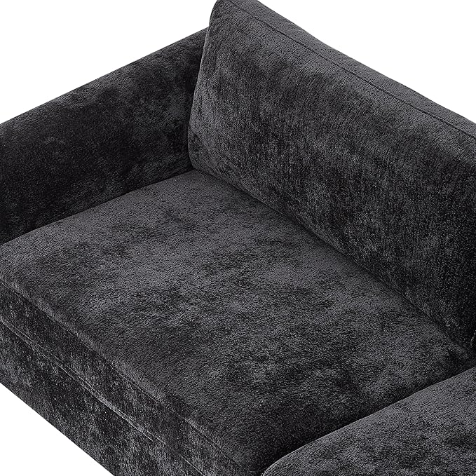 Christopher Knight Home Taki 89 Inches Sofa Couch, Cozy Chenille Upholstered 3-Seater Sofa, Wood Frame Couches, Comfy Home Sofa Living Room and Office, Lounge Seating with Armrests, Black