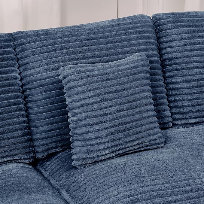 Cloud Compressed Modular Sectional Sofa, Comfy Corduroy Boneless Couch for Living Room, Modern L-Shaped Corner Couch with Cupholders and Extra Wide Chaise Lounge | Deep Seat, 11" Wider Armrest, Side Pockets, High-Resilience Foam, No Assembly Required