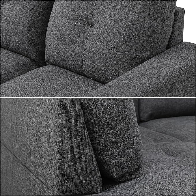 Sectional Couches for Living Room Furniture Sets, 4 Seat U Shaped Sectional Couch with Storage, Adjustable Couch with Armrests and Ottoman for Apartment, Grey