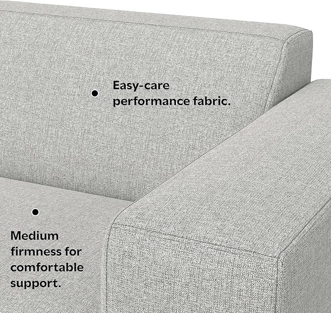 SIMPLIHOME Rex Right-Arm Sofa Module in 100% Recycled Polyester Tightly Woven Performance Fabric, Pale Grey, 44-inches Wide, Handcrafted Modern-Style Right-Arm Accent Chair for Living Room