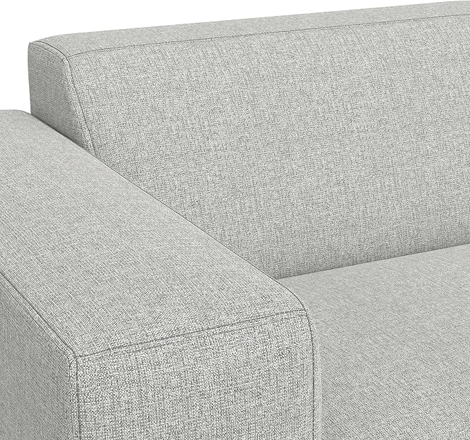 SIMPLIHOME Rex Left-Arm Sofa Module in 100% Recycled Polyester Tightly Woven Performance Fabric, Pale Grey, 44-inches Wide, Handcrafted Modern-Style Left-Arm Accent Chair for Living Room