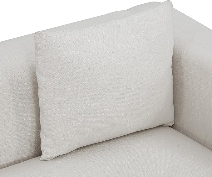 Meridian Furniture 642Beige-S Alfie Collection Modern | Contemporary Sofa with Rich Beige Linen Textured Fabric, Black Finish Solid Wood Base, 90.5" W x 36" D x 28.5" H, Beige