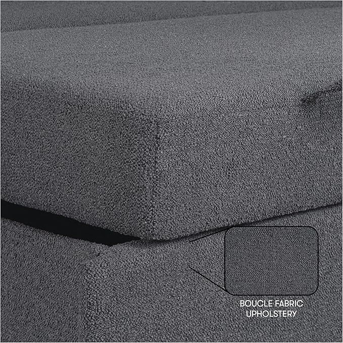 Serta Galway 66.5" Convertible Sleeper Loveseat, Full Size, Dreamcoil Comfort, FingerGuard Pinch Point Protection, Boucle Fabric, Charcoal