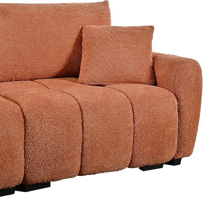 ERYE 110" L-Shaped Sectional Sofa 4 Seat Tufted Sofa Couches with Ottoman, Oversized Tufted Boucle Upholstered Corner Sectional Couch for Living Room Home Apartment