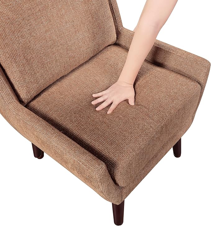 Lexicon Modern Wingback Accent Chair, Chenille Fabric Upholstered Lounge Reading Arm Chair, Solid Wood Legs for Living Room, Bedroom, Supportive Padded Pocket Coil Seat, Easy Assembly, Orange