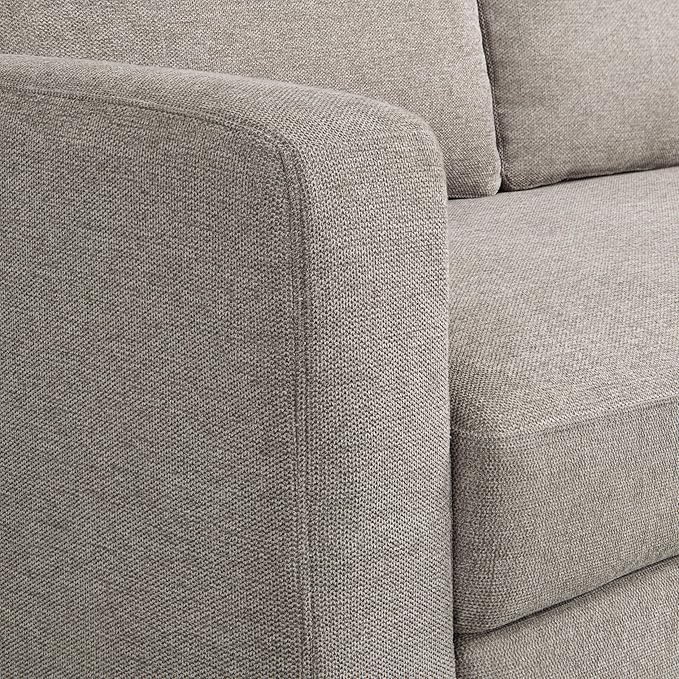 Serta Hawthorne 66.1" Slipcovered Convertible Sleeper Loveseat, Full Size, Dreamcoil Comfort, FingerGuard Pinch Point Protection, Polyester Tweed Fabric, Flax