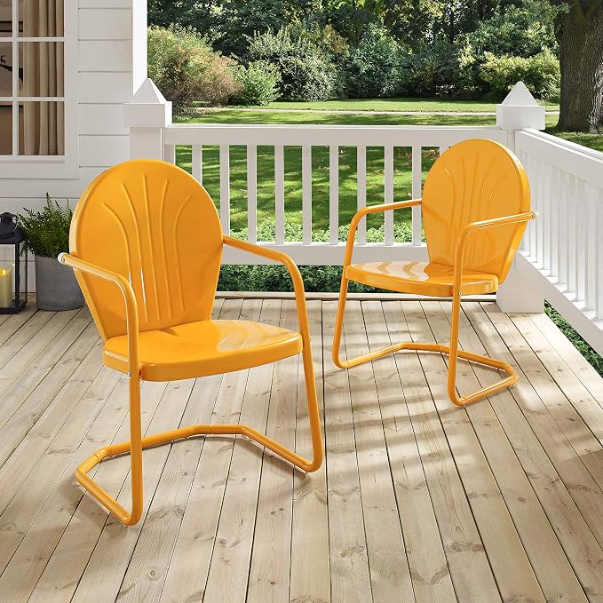 Crosley Furniture Griffith Outdoor Chair, Retro Metal Patio Chairs for Dining, Porch, Deck, Balcony, Tangerine - Image 19