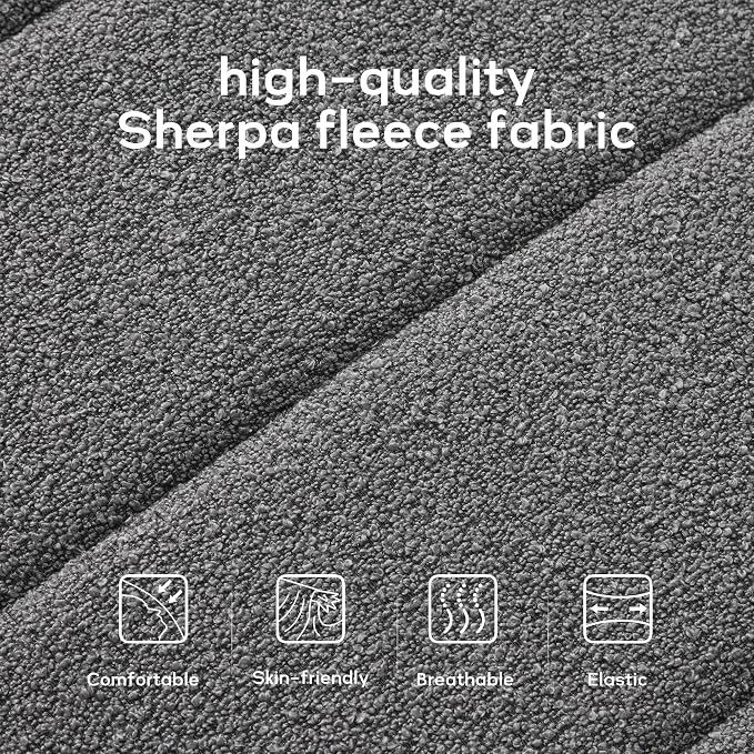 Zihanhome 52.7" Bedroom Bench for End of Bed, Modern Upholstered Teddy Fabric Entryway Bench & Dining Bench, Footrest Stool Bench with Solid Wood Frame for Bedroom, Living Room (Grey) - Image 4