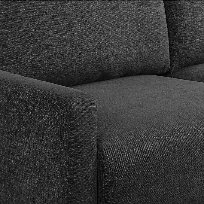 Serta Glendale 90.2" Queen Size Wall-Hugging Convertible Sofa, Dreamcoil Comfort, Chenille Fabric, Black