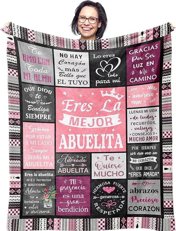 Ruvinzo Grandma Gifts in Spanish, Mothers Day Birthday Gifts for Grandma, Abuela Gifts, Regalos para Abuela, Grandmother Gifts, Abuelita Blanket 50" x 60"