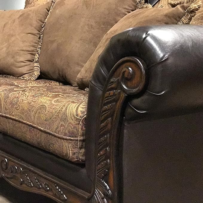 Roundhill Furniture San Marino 2-Tone Fabric Sofa, Chocolate